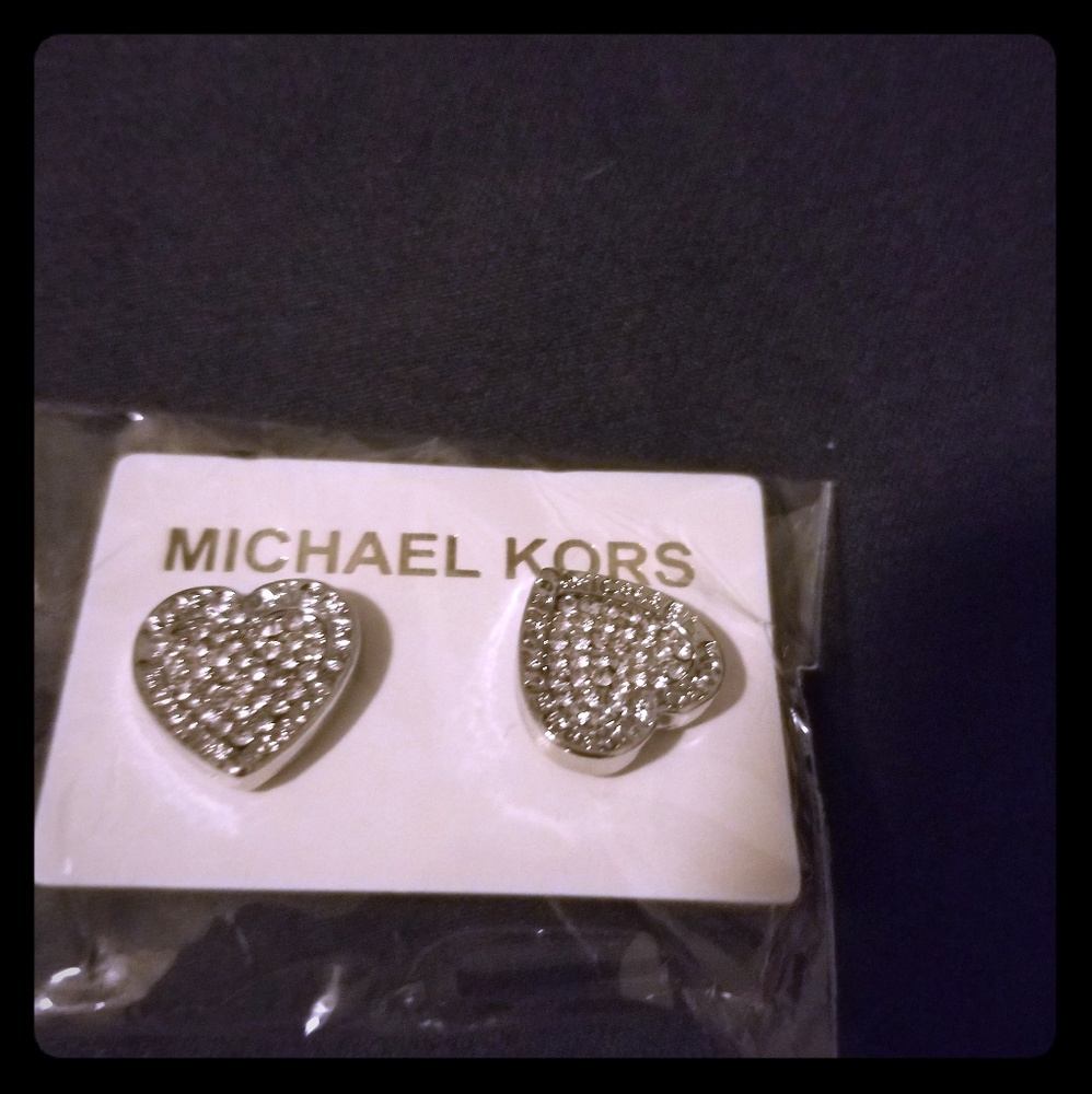 Silver MK heart earrings